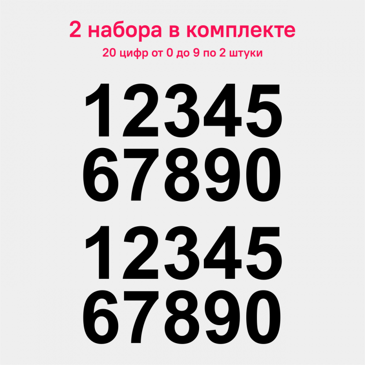 Наклейка Наклейка на авто набор черных цифр, 2 шт (20 цифр)