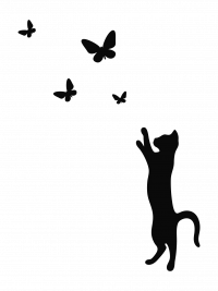 Интерьерная наклейка кот и бабочки