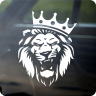 Наклейка Наклейка на авто лев с короной, белый